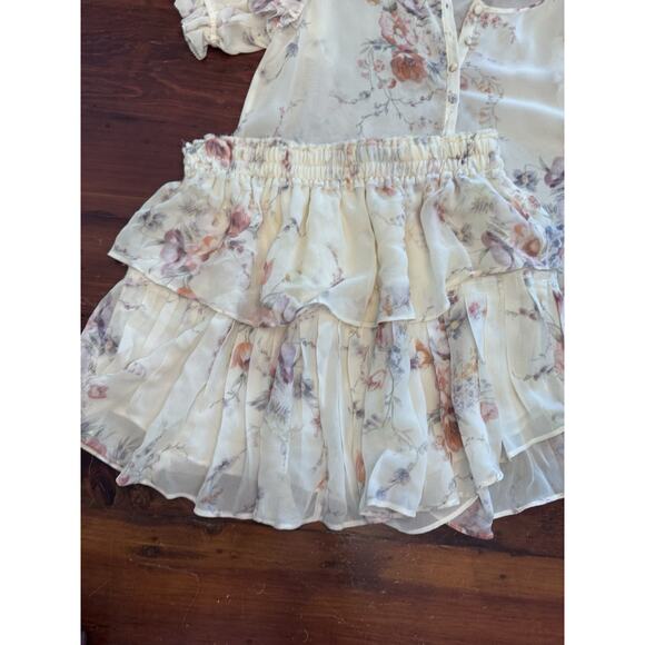 LoveShackFancy Floral Blouse and Skirt Set in Cream and Pink - Picture 5 of 13